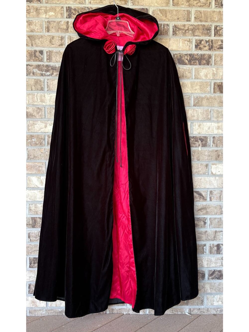 VTG Velvet Hooded Black Cape 48"X52" Goth Whimsigoth Cloak Witch Made in USA